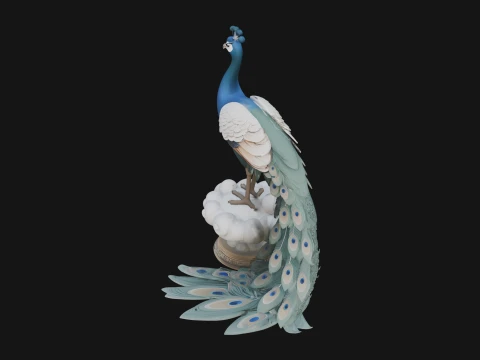 Peacock on Cloud Statue Design 3 - 3D Print Model 3D Print Model
