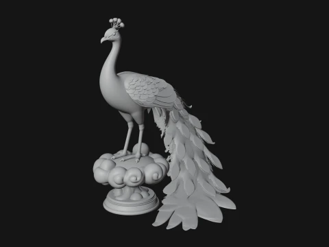 Peacock on Cloud Statue Design 3 - 3D Print Model 3D Print Model