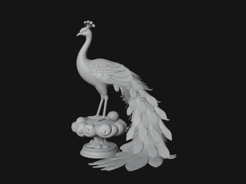 Peacock on Cloud Statue Design 3 - 3D Print Model 3D Print Model