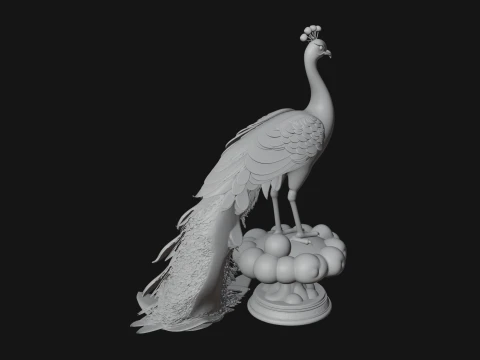 Peacock on Cloud Statue Design 3 - 3D Print Model 3D Print Model