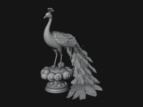 Peacock on Cloud Statue Design 3 - 3D Print Model 3D Print Model