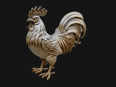 Ornate Rooster Statue Design 3 - 3D Print Model 3D Print Model