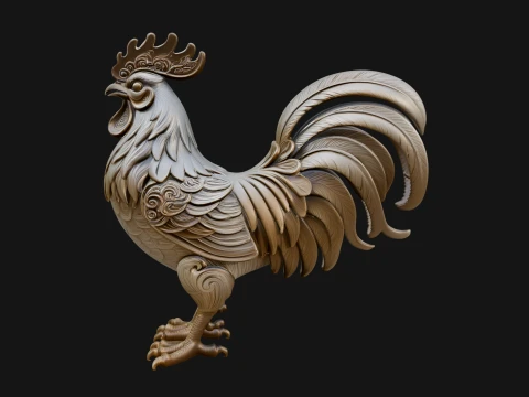 Ornate Rooster Statue Design 3 - 3D Print Model Modelo de impresión 3D