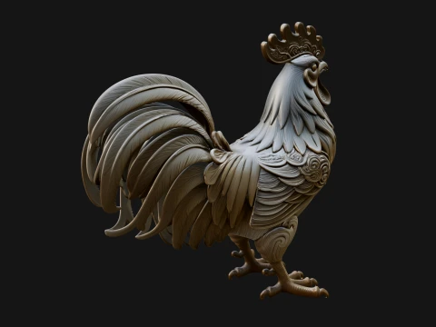 Ornate Rooster Statue Design 3 - 3D Print Model Modelo de impresión 3D