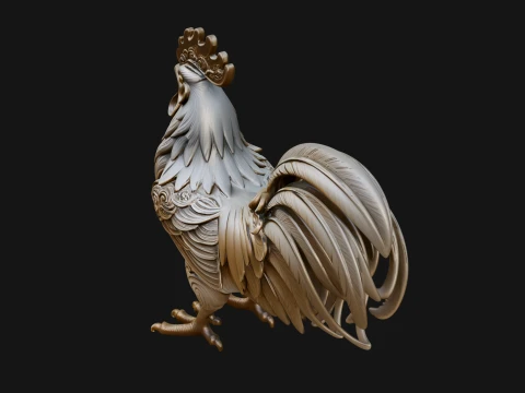 Ornate Rooster Statue Design 3 - 3D Print Model Modelo de impresión 3D