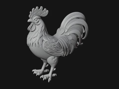 Ornate Rooster Statue Design 3 - 3D Print Model Modelo de impresión 3D