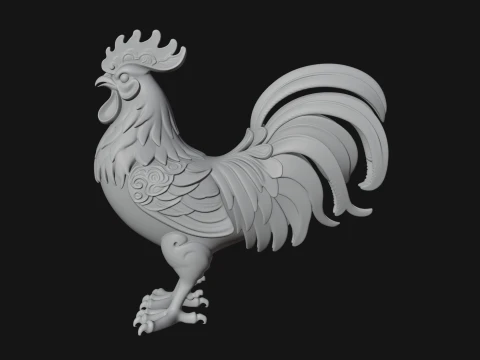 Ornate Rooster Statue Design 3 - 3D Print Model Modelo de impresión 3D