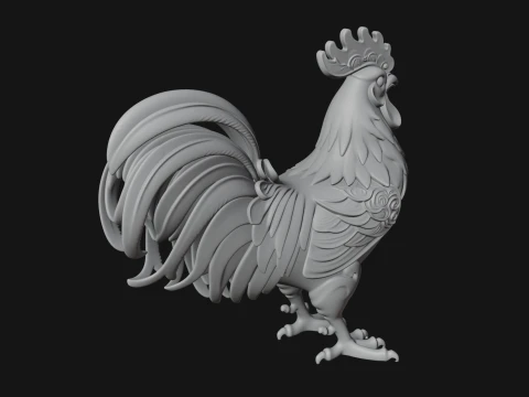 Ornate Rooster Statue Design 3 - 3D Print Model Modelo de impresión 3D