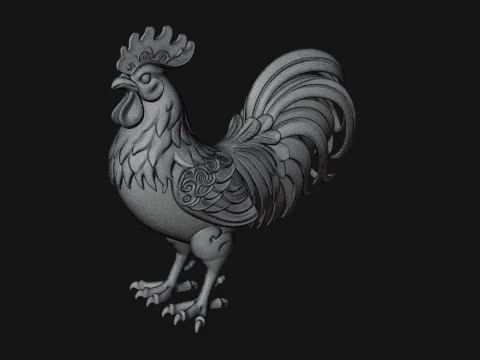 Ornate Rooster Statue Design 3 - 3D Print Model Modelo de impresión 3D