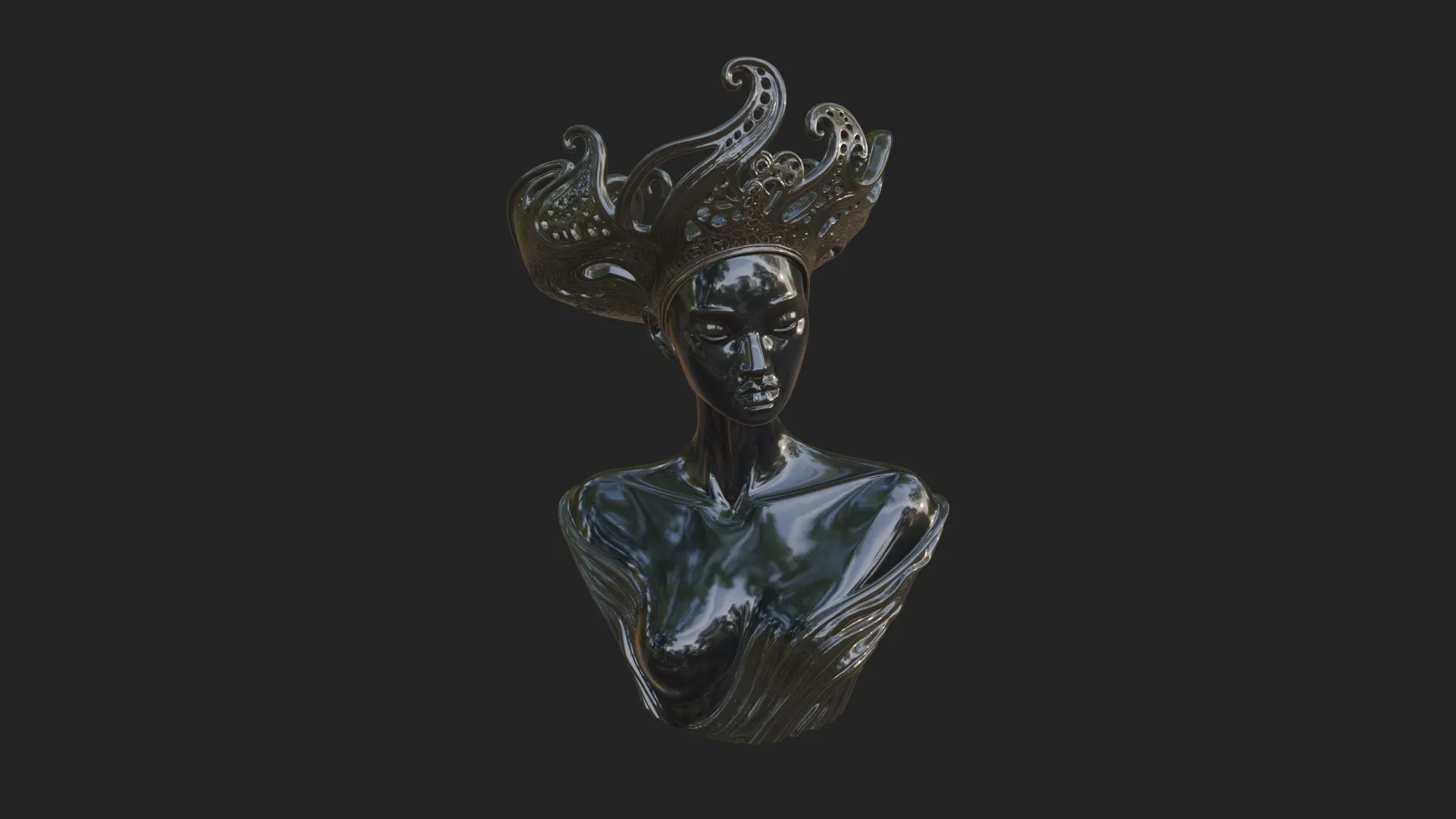 African Queen Bust Statue Design 2 - 3D Print Model 3D Print Model .c4d .max .obj .3ds .fbx .stl .blend