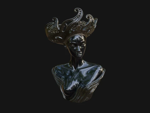 African Queen Bust Statue Design 2 - 3D Print Model 3D Print Model