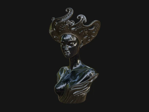 African Queen Bust Statue Design 2 - 3D Print Model 3D Print Model
