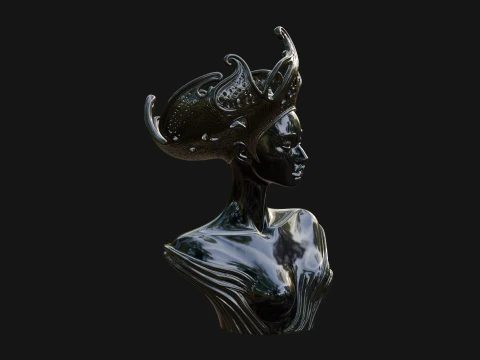 African Queen Bust Statue Design 2 - 3D Print Model 3D Print Model