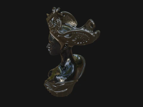 African Queen Bust Statue Design 2 - 3D Print Model 3D Print Model