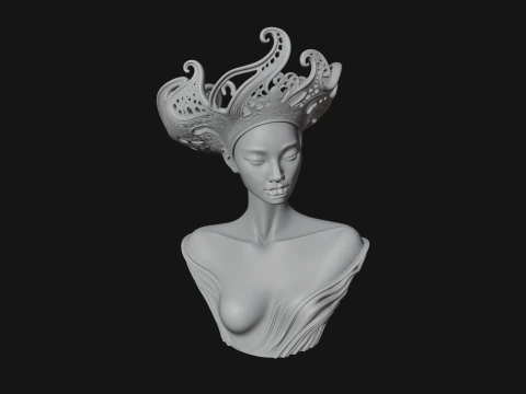 African Queen Bust Statue Design 2 - 3D Print Model 3D Print Model