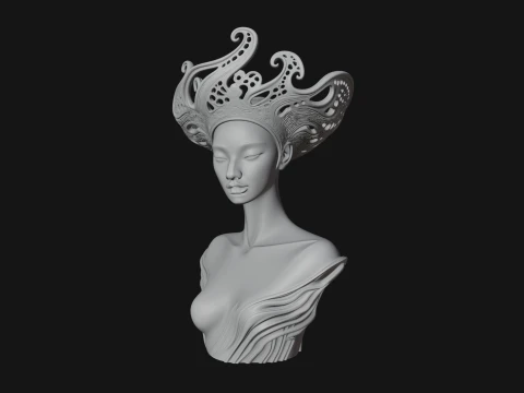 African Queen Bust Statue Design 2 - 3D Print Model 3D Print Model