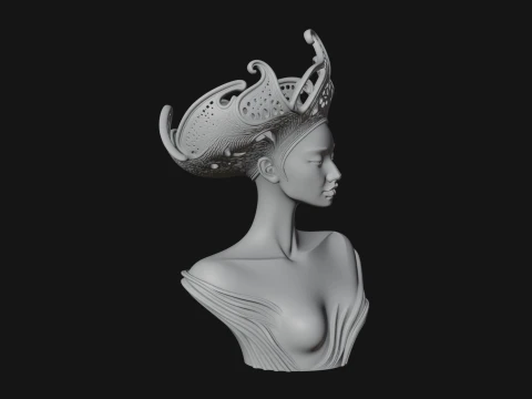African Queen Bust Statue Design 2 - 3D Print Model 3D Print Model