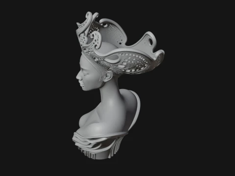 African Queen Bust Statue Design 2 - 3D Print Model 3D Print Model