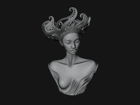 African Queen Bust Statue Design 2 - 3D Print Model 3D Print Model