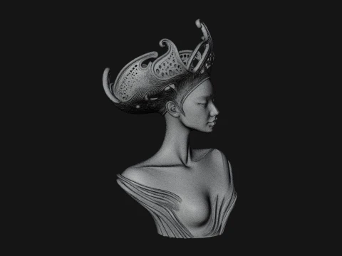 African Queen Bust Statue Design 2 - 3D Print Model 3D Print Model
