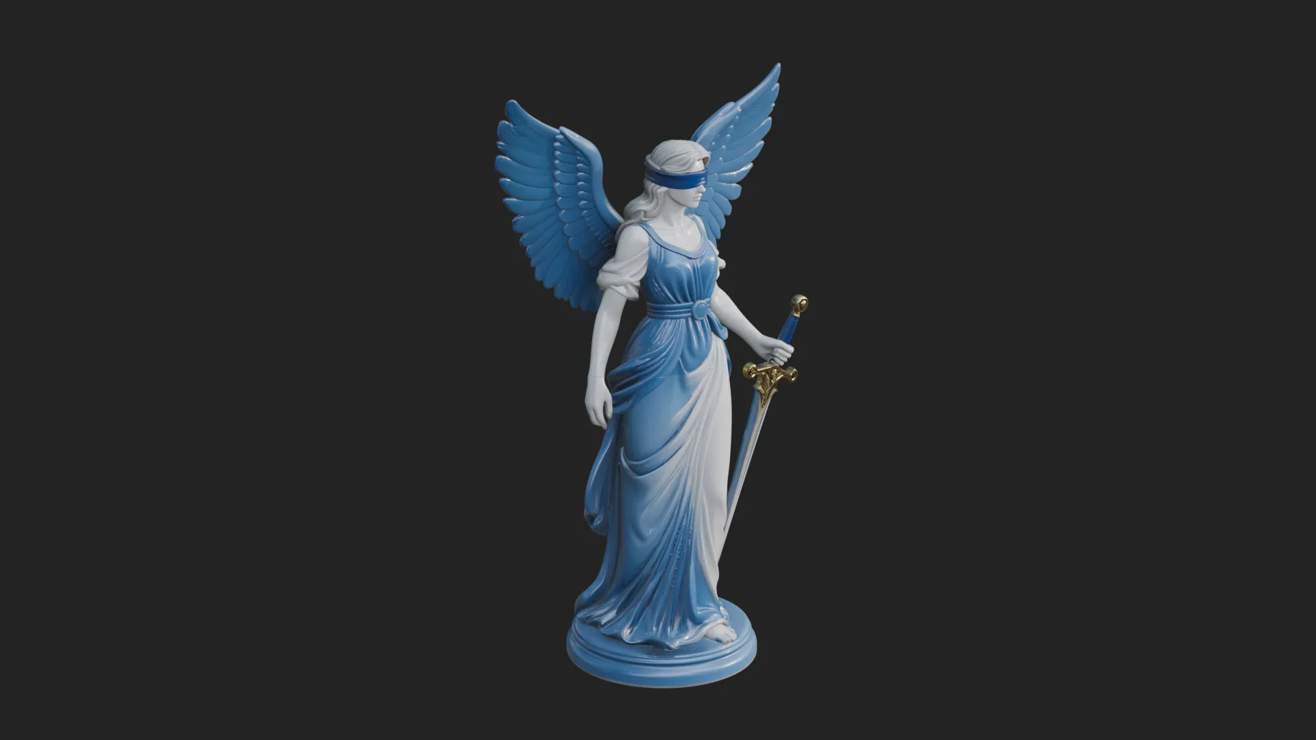 Winged Angel Warrior Woman Statue Design 7 - 3D Print Model Modelo de impresión 3D .c4d .max .obj .3ds .fbx .stl .blend 