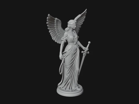 Winged Angel Warrior Woman Statue Design 7 - 3D Print Model Modelo de impresión 3D