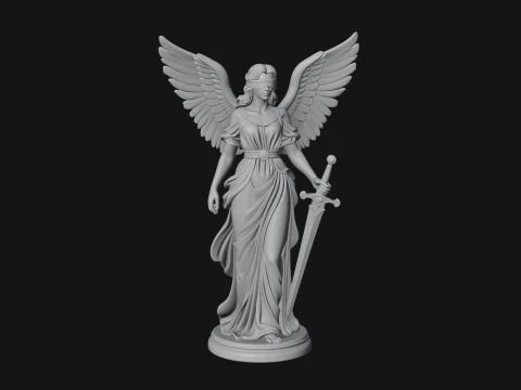 Winged Angel Warrior Woman Statue Design 7 - 3D Print Model Modelo de impresión 3D