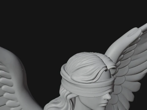 Winged Angel Warrior Woman Statue Design 7 - 3D Print Model Modelo de impresión 3D