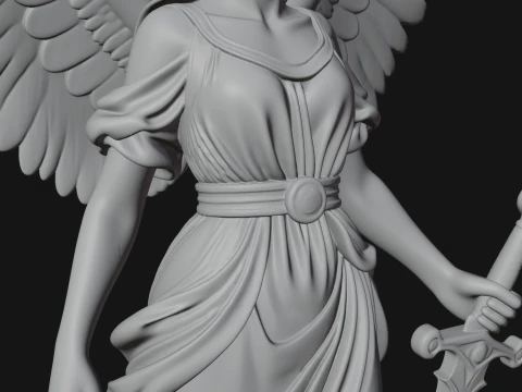 Winged Angel Warrior Woman Statue Design 7 - 3D Print Model Modelo de impresión 3D