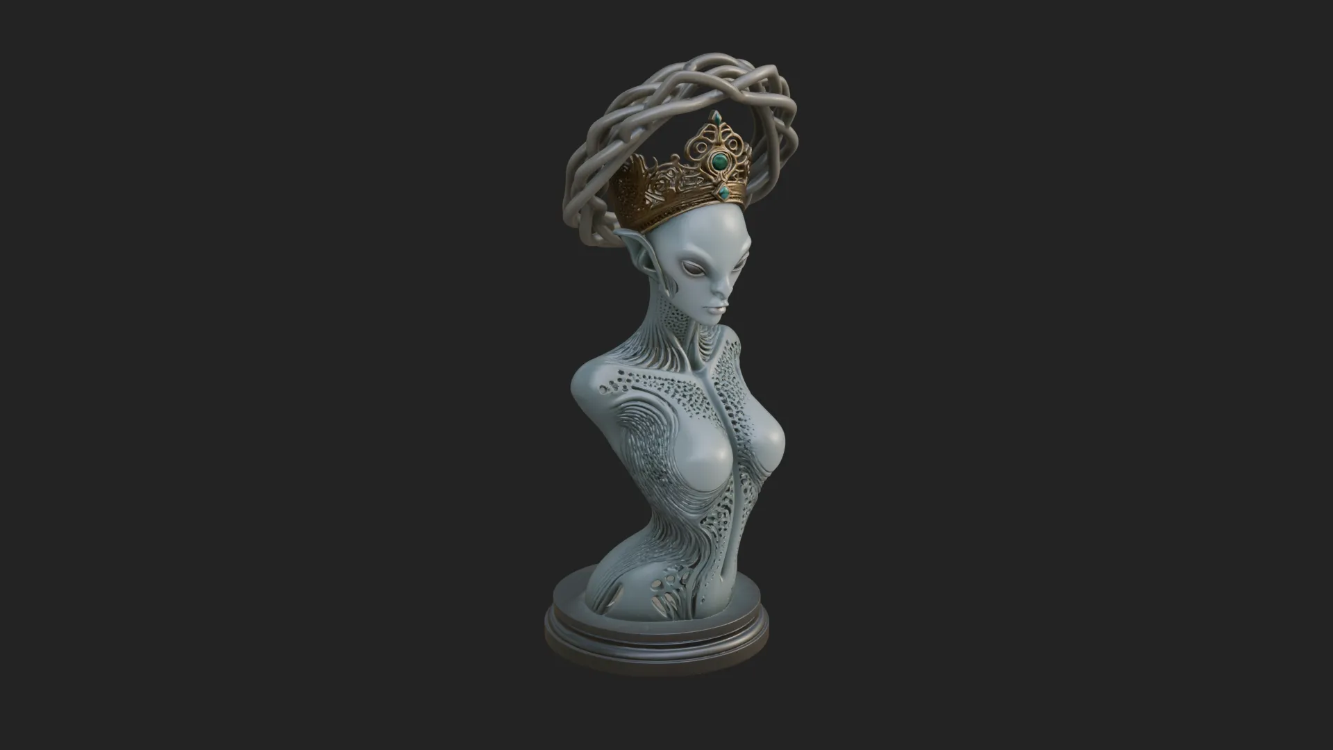 Alien Queen Bust Statue Design 5 - 3D Print Model 3D Print Model .c4d .max .obj .3ds .fbx .stl .blend 