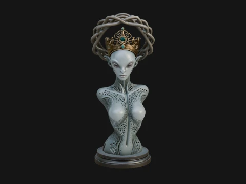 Alien Queen Bust Statue Design 5 - 3D Print Model 3D Print Model