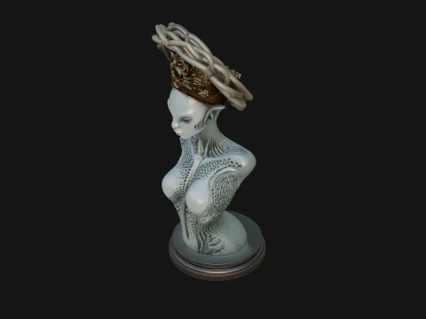 Alien Queen Bust Statue Design 5 - 3D Print Model 3D Print Model
