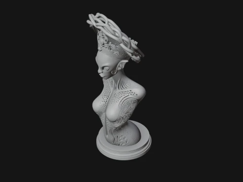 Alien Queen Bust Statue Design 5 - 3D Print Model 3D Print Model