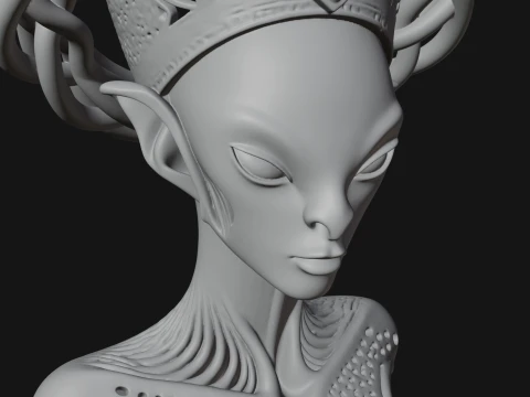 Alien Queen Bust Statue Design 5 - 3D Print Model 3D Print Model
