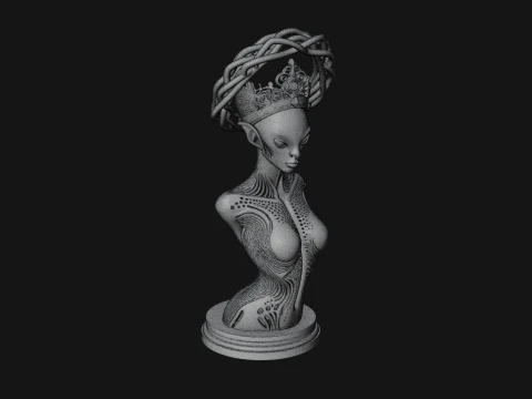 Alien Queen Bust Statue Design 5 - 3D Print Model 3D Print Model