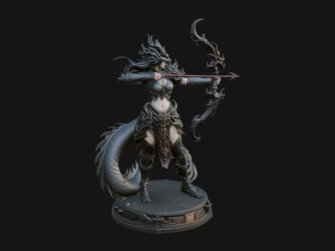 Dragon Archer Woman Statue Design 1 - 3D Print Model Modèles 3D en vedette