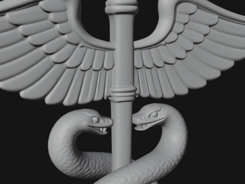 Caduceus Medical Wall Plaque Design 6 - 3D Print Model 3D Print Model