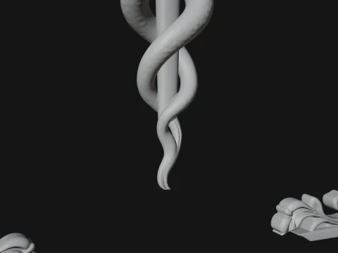 Caduceus Medical Wall Plaque Design 6 - 3D Print Model 3D Print Model