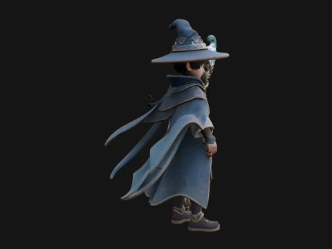 Young Mage with Staff Statue Design 1 - 3D Print Model 3D Print Model