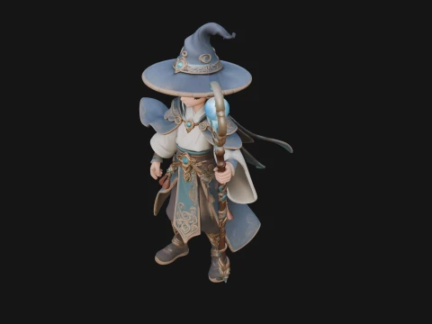 Young Mage with Staff Statue Design 1 - 3D Print Model 3D Print Model