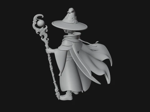 Young Mage with Staff Statue Design 1 - 3D Print Model 3D Print Model