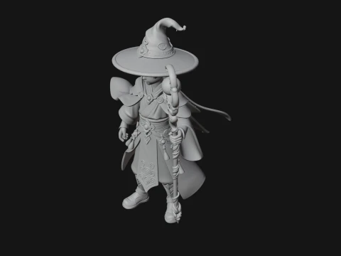 Young Mage with Staff Statue Design 1 - 3D Print Model 3D Print Model