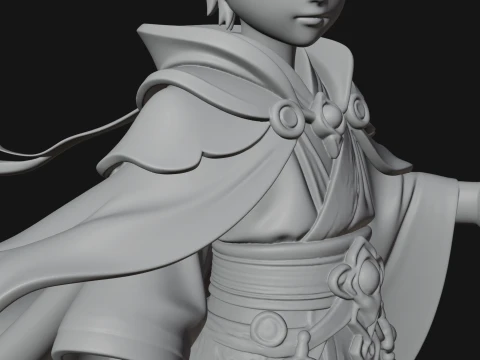 Young Mage with Staff Statue Design 1 - 3D Print Model 3D Print Model