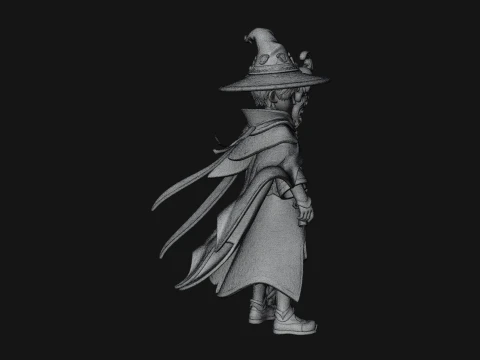 Young Mage with Staff Statue Design 1 - 3D Print Model 3D Print Model