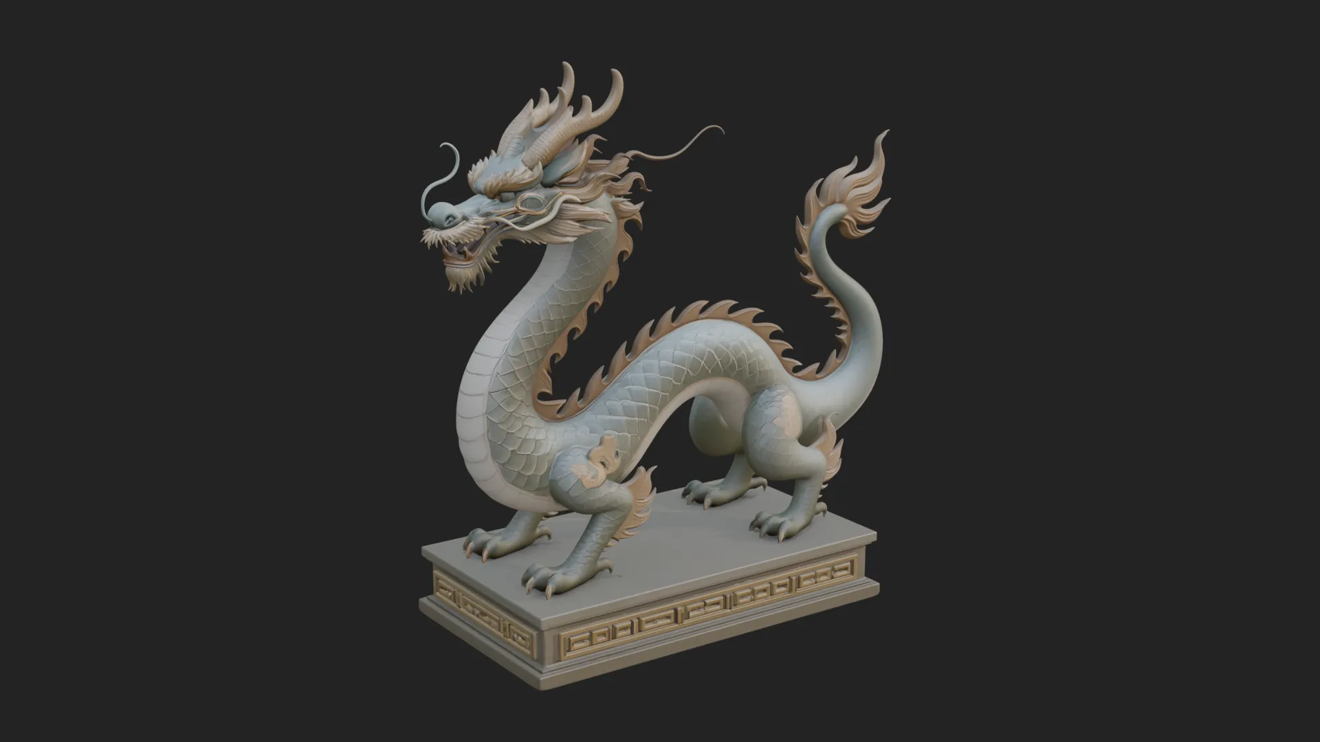 Chinese Dragon Statue Design 3 - 3D Print Model 3D Print Model .c4d .max .obj .3ds .fbx .stl .blend 