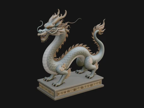 Chinese Dragon Statue Design 3 - 3D Print Model 3D Druckmodell