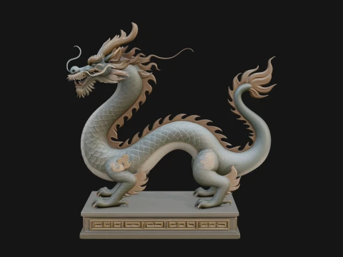 Chinese Dragon Statue Design 3 - 3D Print Model 3D Print Model