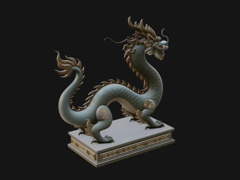 Chinese Dragon Statue Design 3 - 3D Print Model 3D Print Model