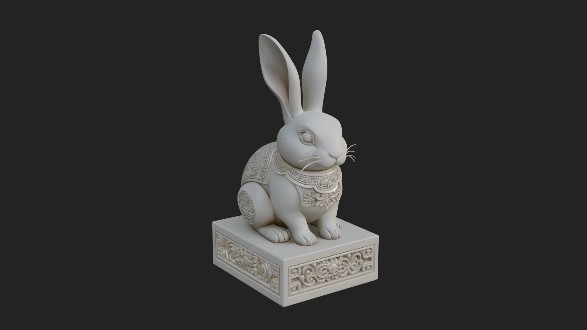 Rabbit on Pedestal Statue Design 2 - 3D Print Model 3D Print Model .c4d .max .obj .3ds .fbx .stl .blend 