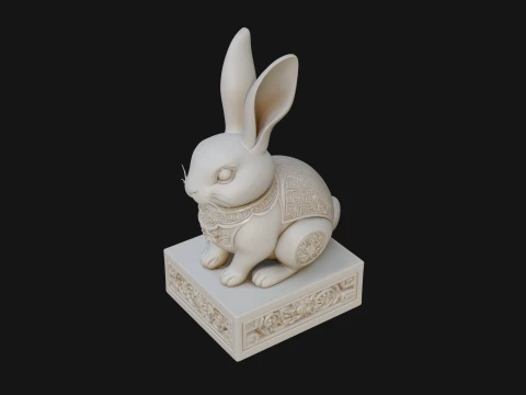 Rabbit on Pedestal Statue Design 2 - 3D Print Model 3D Print Model